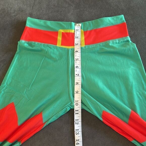 Women’s Holiday Red Green Ankle Length Fun Christmas Leggings Size M (8/10) NEW - Picture 4 of 7